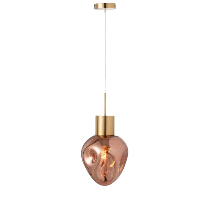 Hanging view of the Droplet Glass Ceiling Lamp showcasing its elongated cable and glass form.
