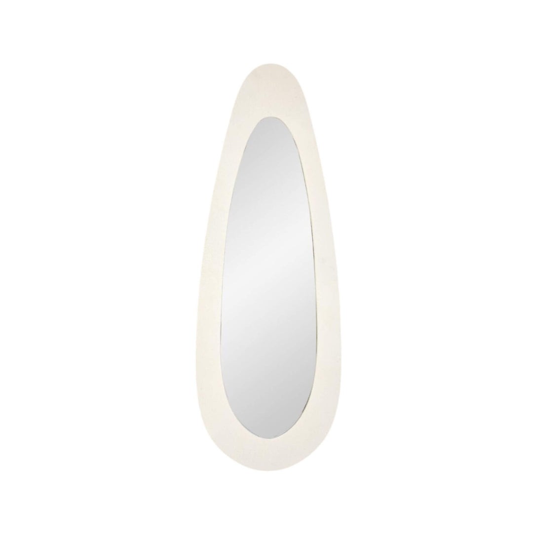 Drop mirror in beige with elongated organic shape
