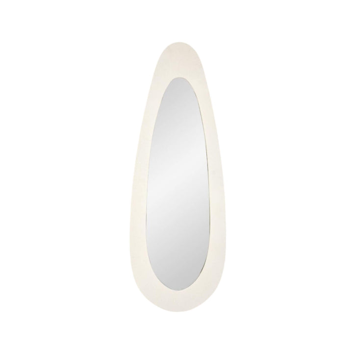 Drop mirror in beige with elongated organic shape