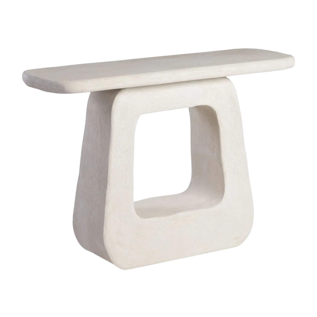 Front view of Dune Console Table with sculptural geometric base.