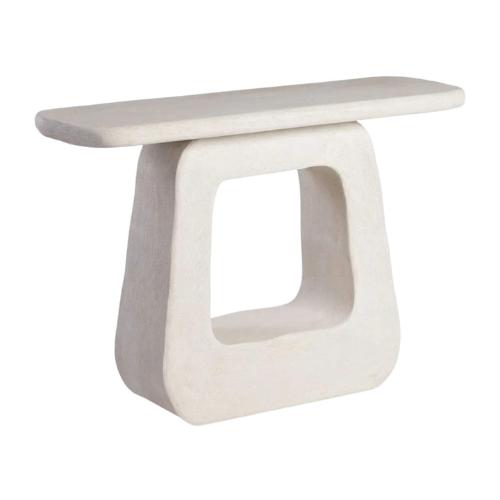 Front view of Dune Console Table with sculptural geometric base.