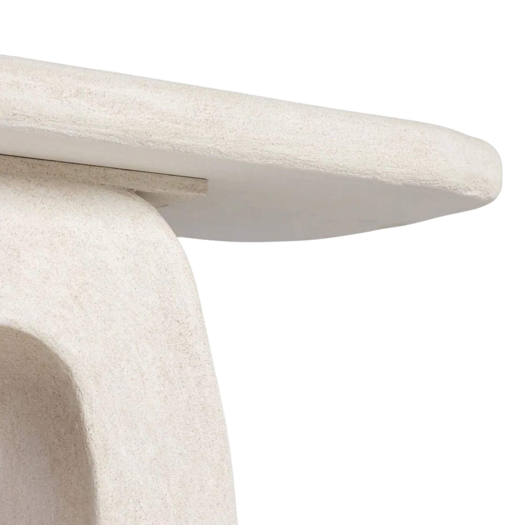Side detail of textured off-white finish on Dune Console Table.