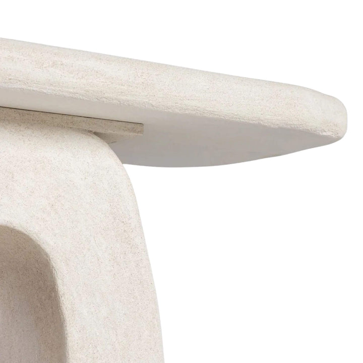 Side detail of textured off-white finish on Dune Console Table.