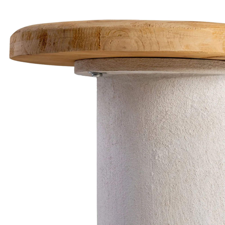 Side close-up of natural wood grain top.