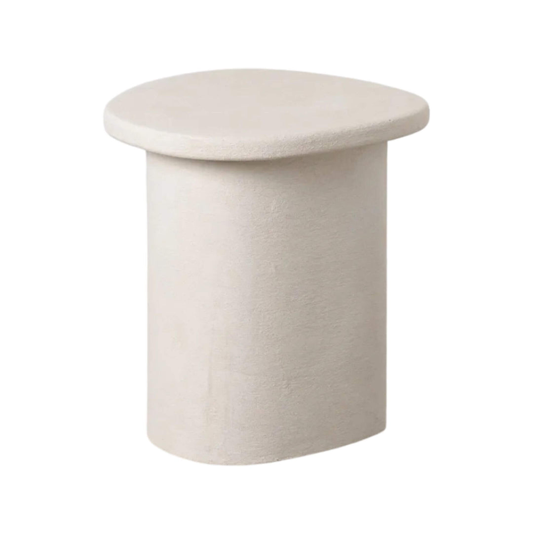 Contemporary off-white side table with organic shape
