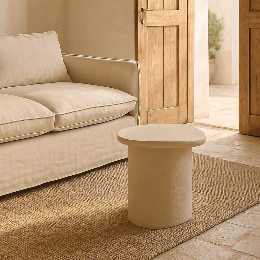 Modern side table with rounded design for living room