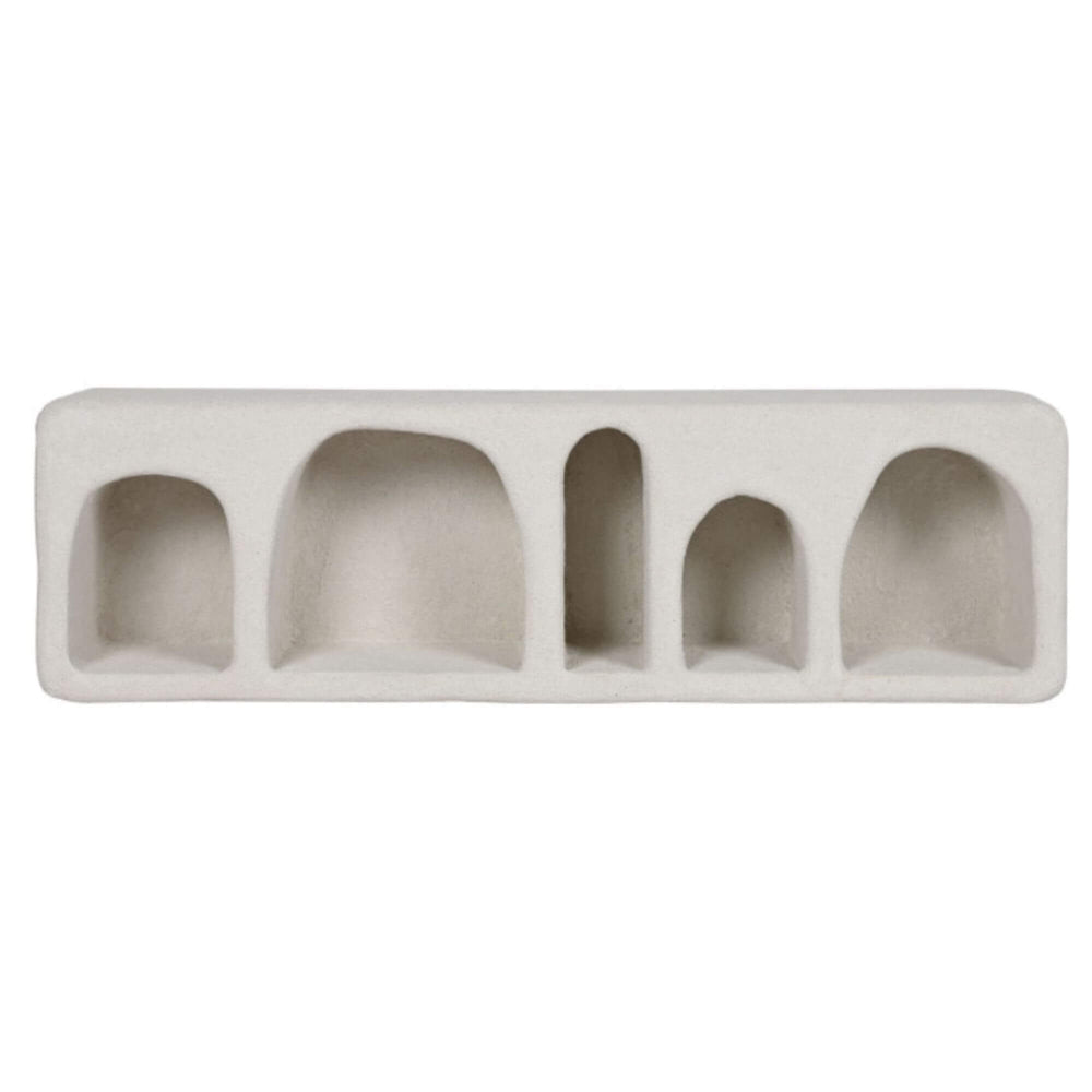 Decorative wall shelf with organic arches inspired by Mediterranean style