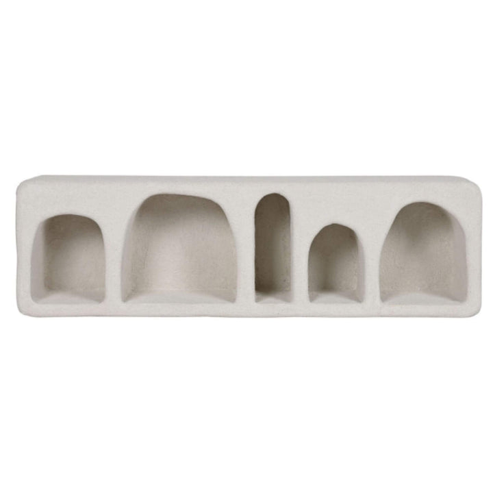 Decorative wall shelf with organic arches inspired by Mediterranean style