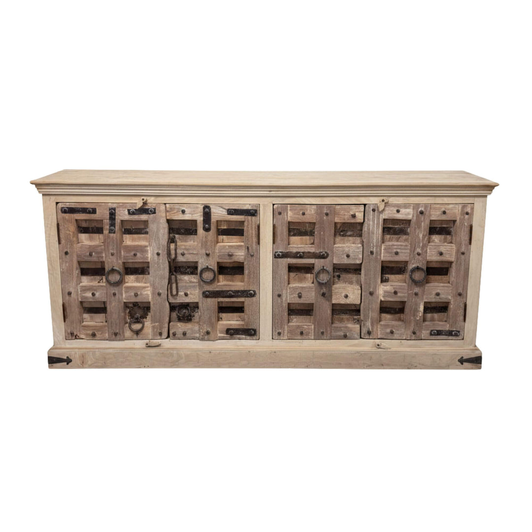 Front view of the Duong Buffet crafted from natural reclaimed wood.