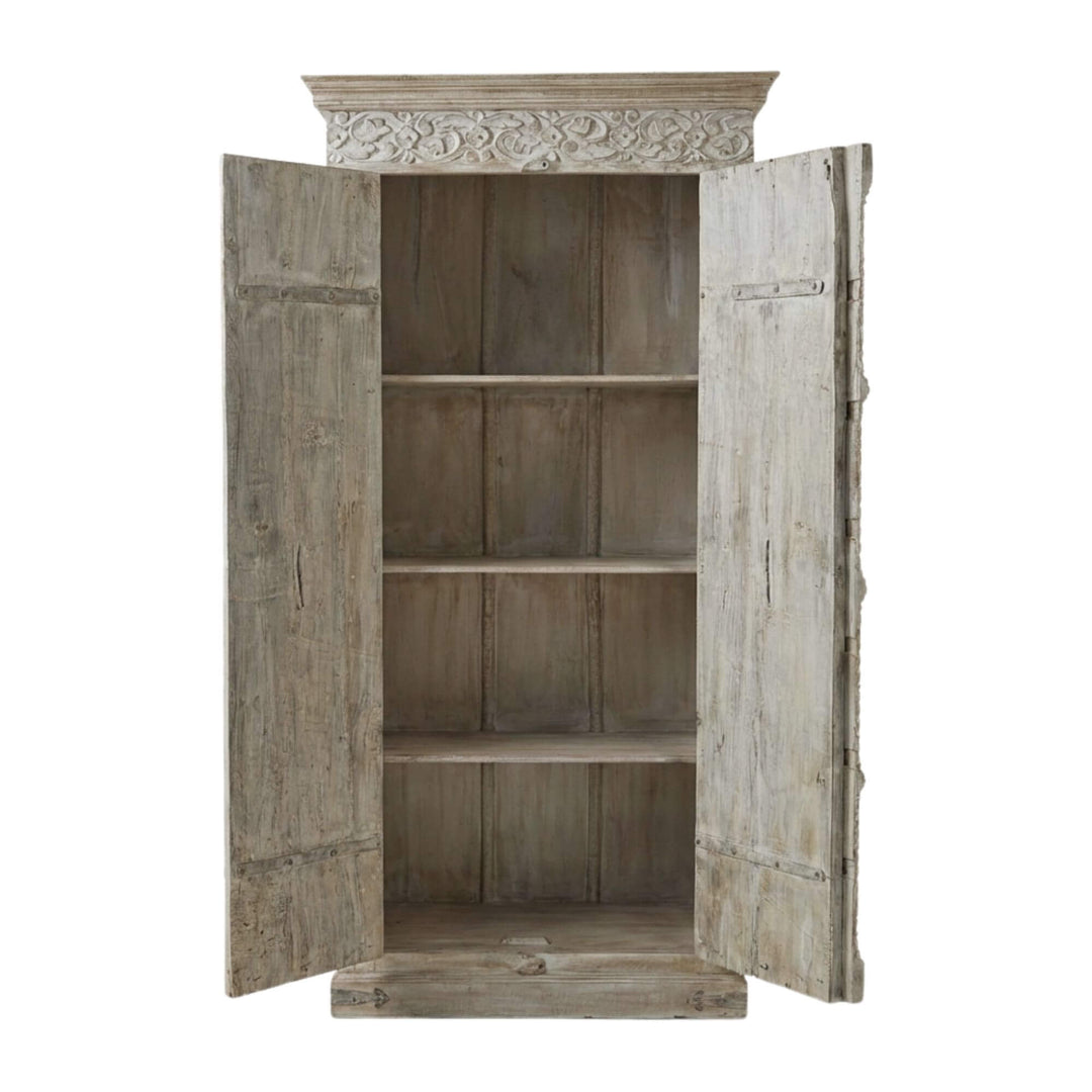 Open view of the Durga Wardrobe showing internal shelving and storage space.