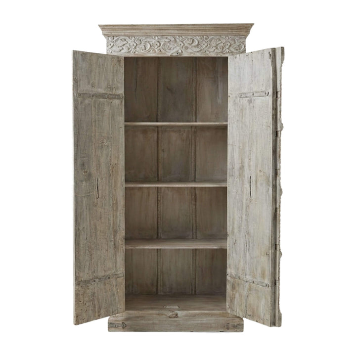 Open view of the Durga Wardrobe showing internal shelving and storage space.