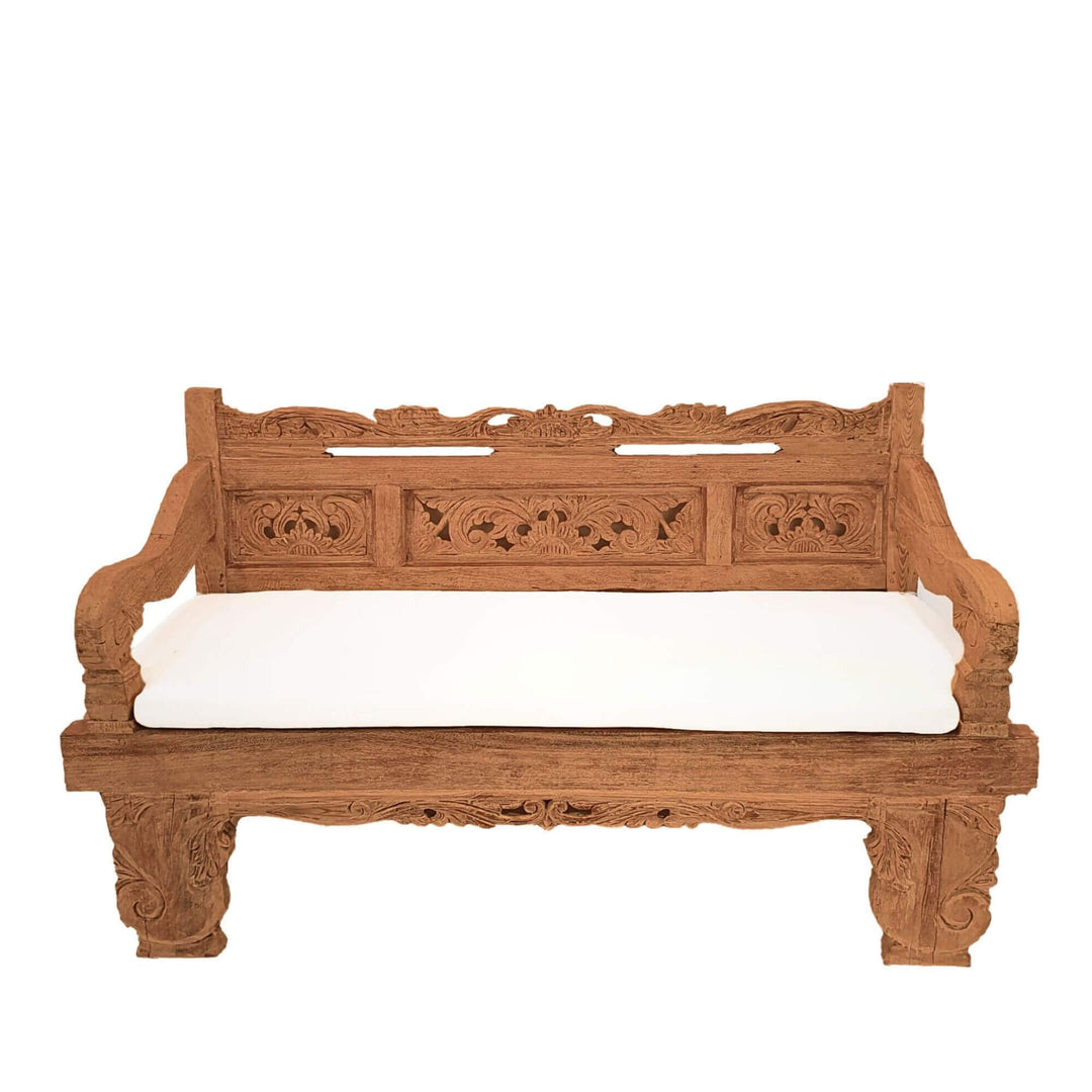 Rustic Indonesian teak daybed with natural wood finish