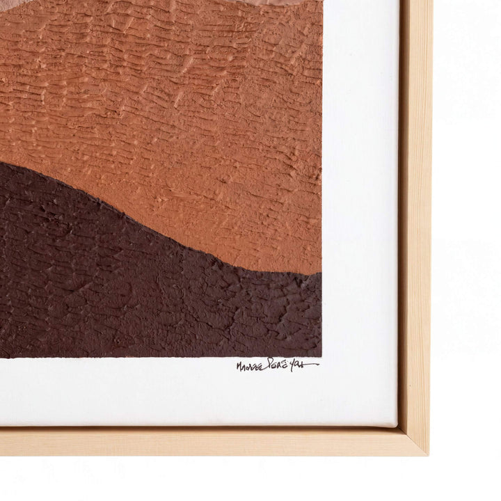 Close-up of the Earth Horizon artwork showing its hand-painted texture, deep earthy tones, and artist detail