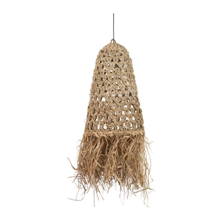 Woven natural fiber Ege Lamp on a white background