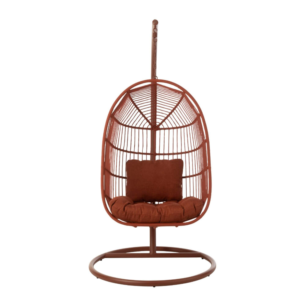 Front view of hanging chair with cushion