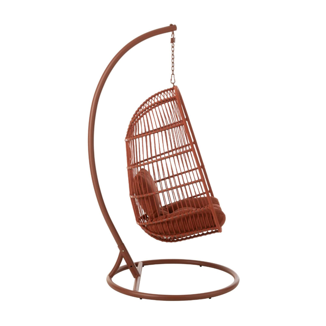 Side view of terracotta hanging chair frame