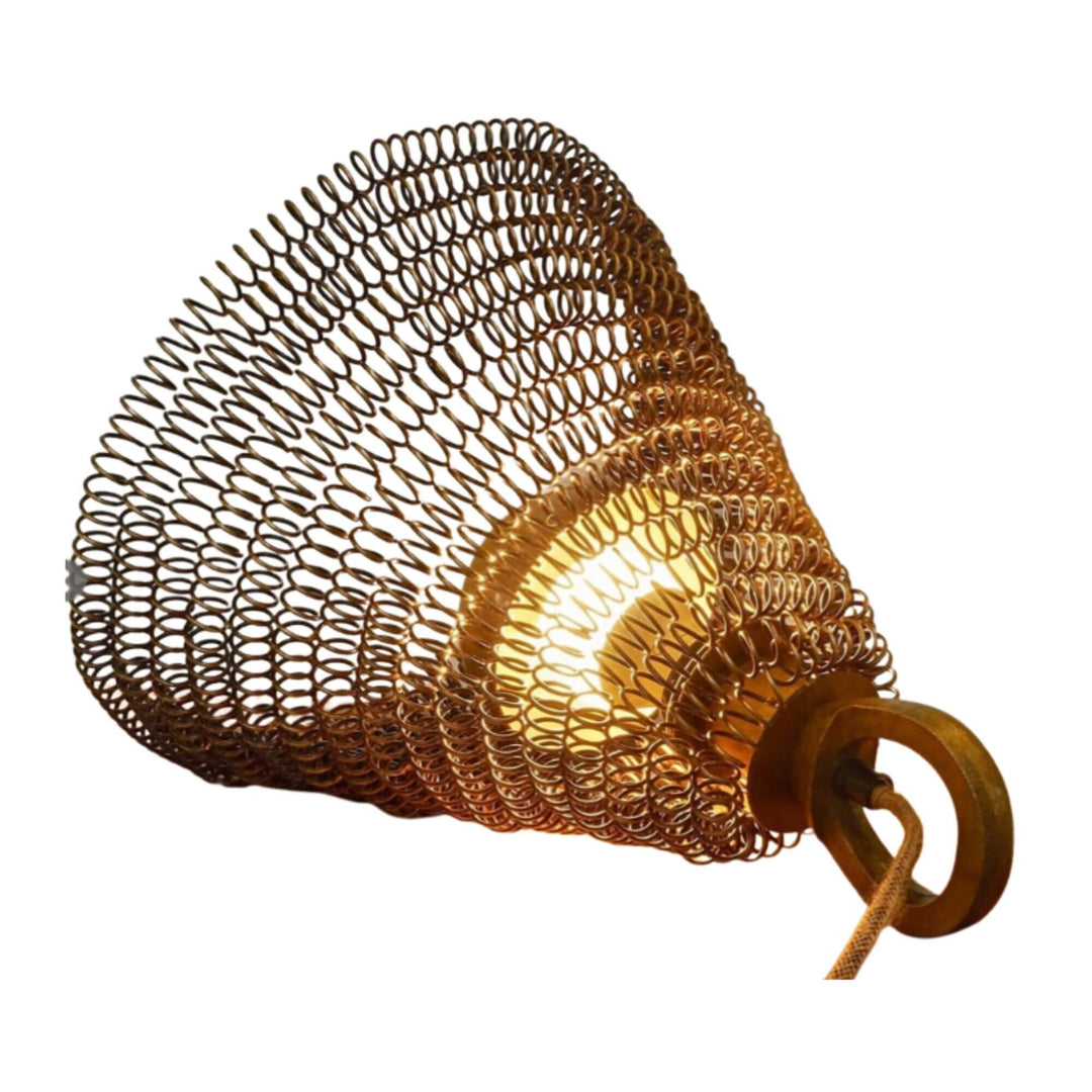 Decorative Eir Bell Lamp in mesh cone on a white background