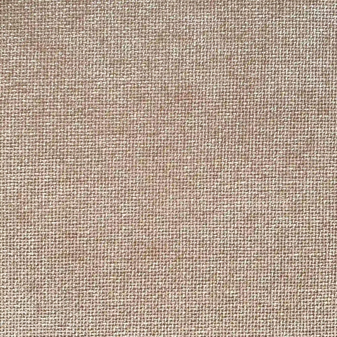 Close-up of the beige chenille upholstery showing its fine woven texture