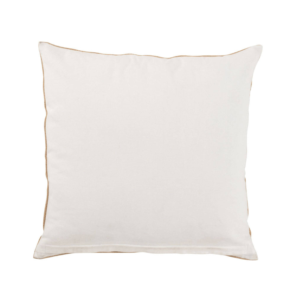 Back view Boho-style elephant cushion in natural and white tones