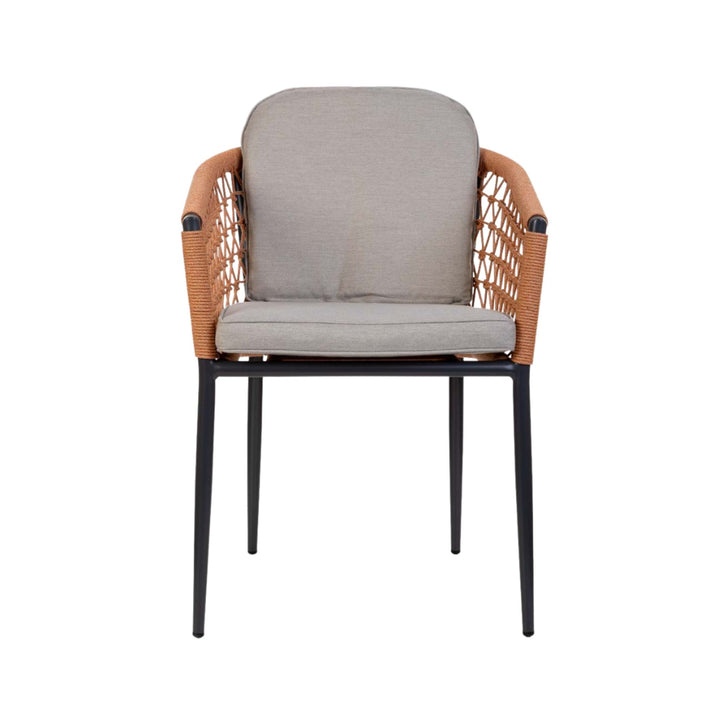 Front view of Elva outdoor dining chair with cushion