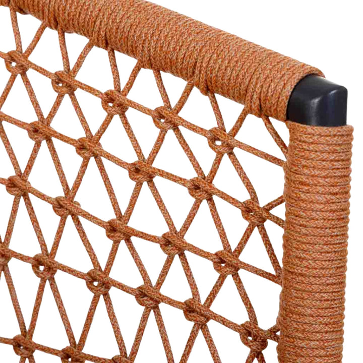 Detail of handwoven rope structure on outdoor chair