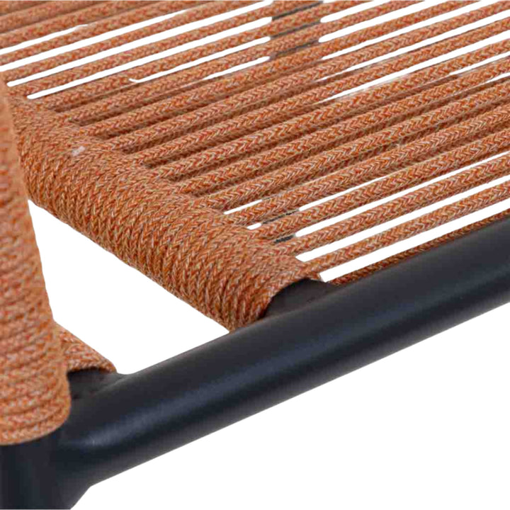 Detail of handwoven rope structure on outdoor chair