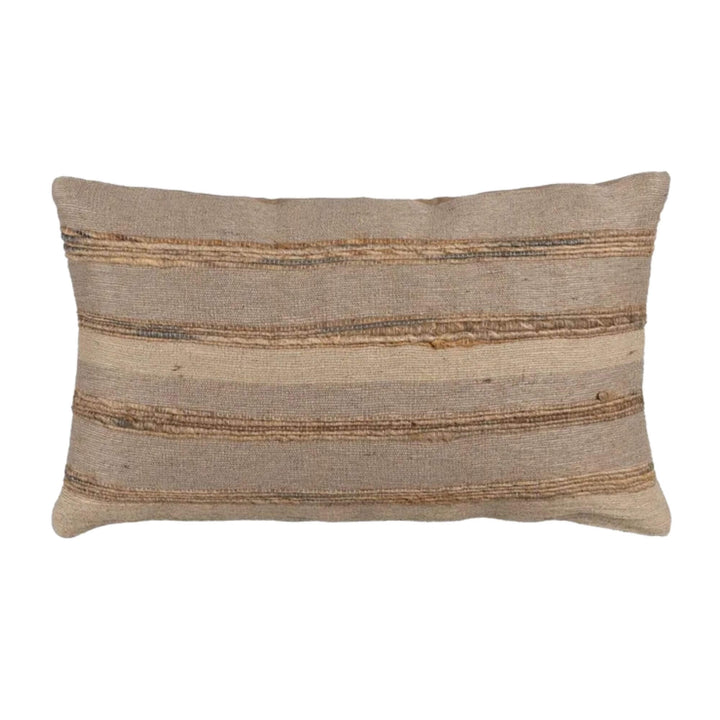Erawan Jute Cushion in natural beige with handwoven stripes.