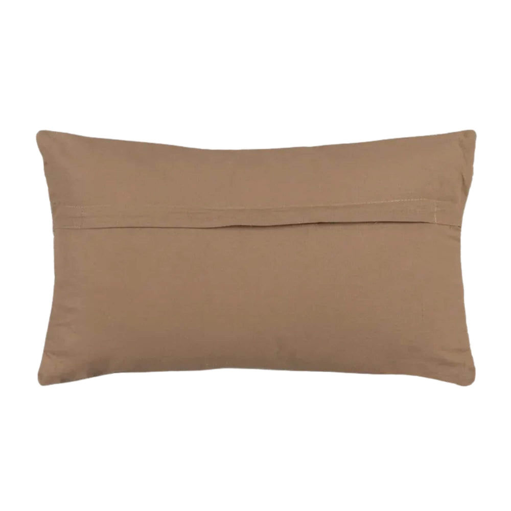 Back view of Erawan Cushion showing smooth jute fabric and zipper closure.

