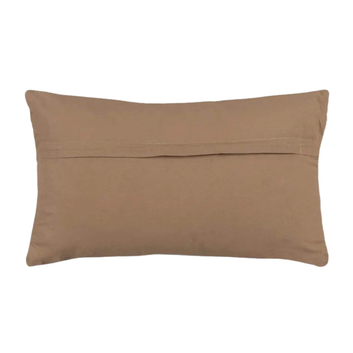 Back view of Erawan Cushion showing smooth jute fabric and zipper closure.

