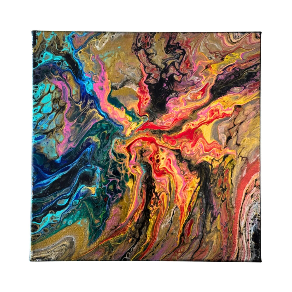 Abstract composition detail highlighting fluid forms and contrasting tones on canvas.