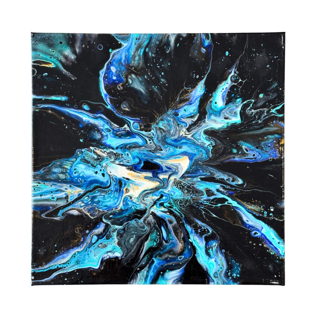 Abstract composition detail highlighting fluid forms and contrasting tones on canvas.