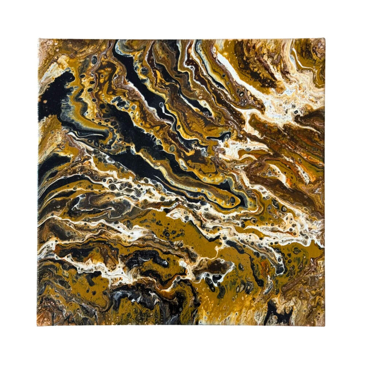 Abstract composition detail highlighting fluid forms and contrasting tones on canvas.