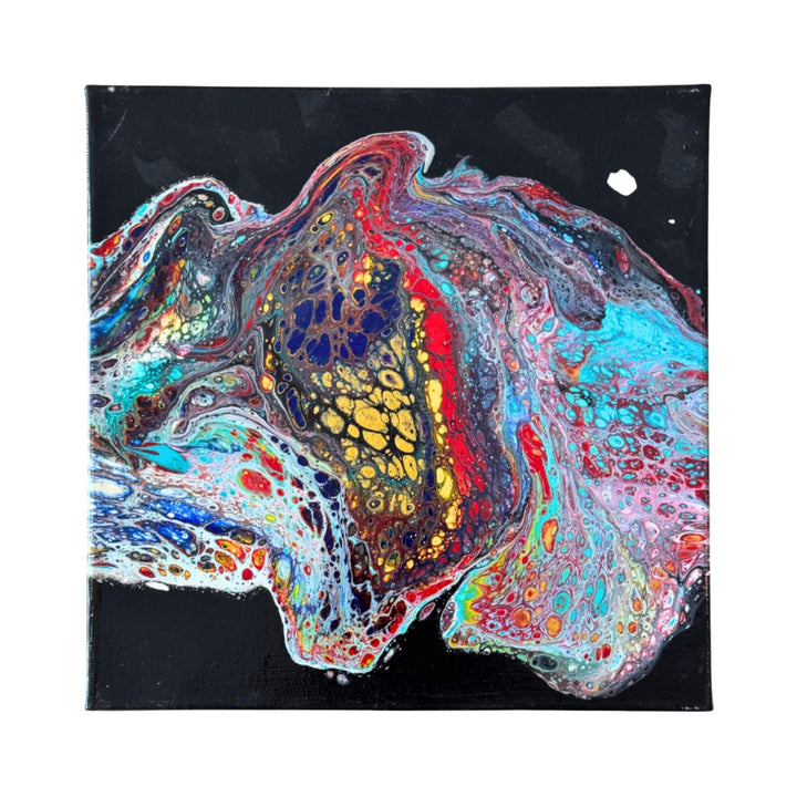 Abstract composition detail highlighting fluid forms and contrasting tones on canvas.