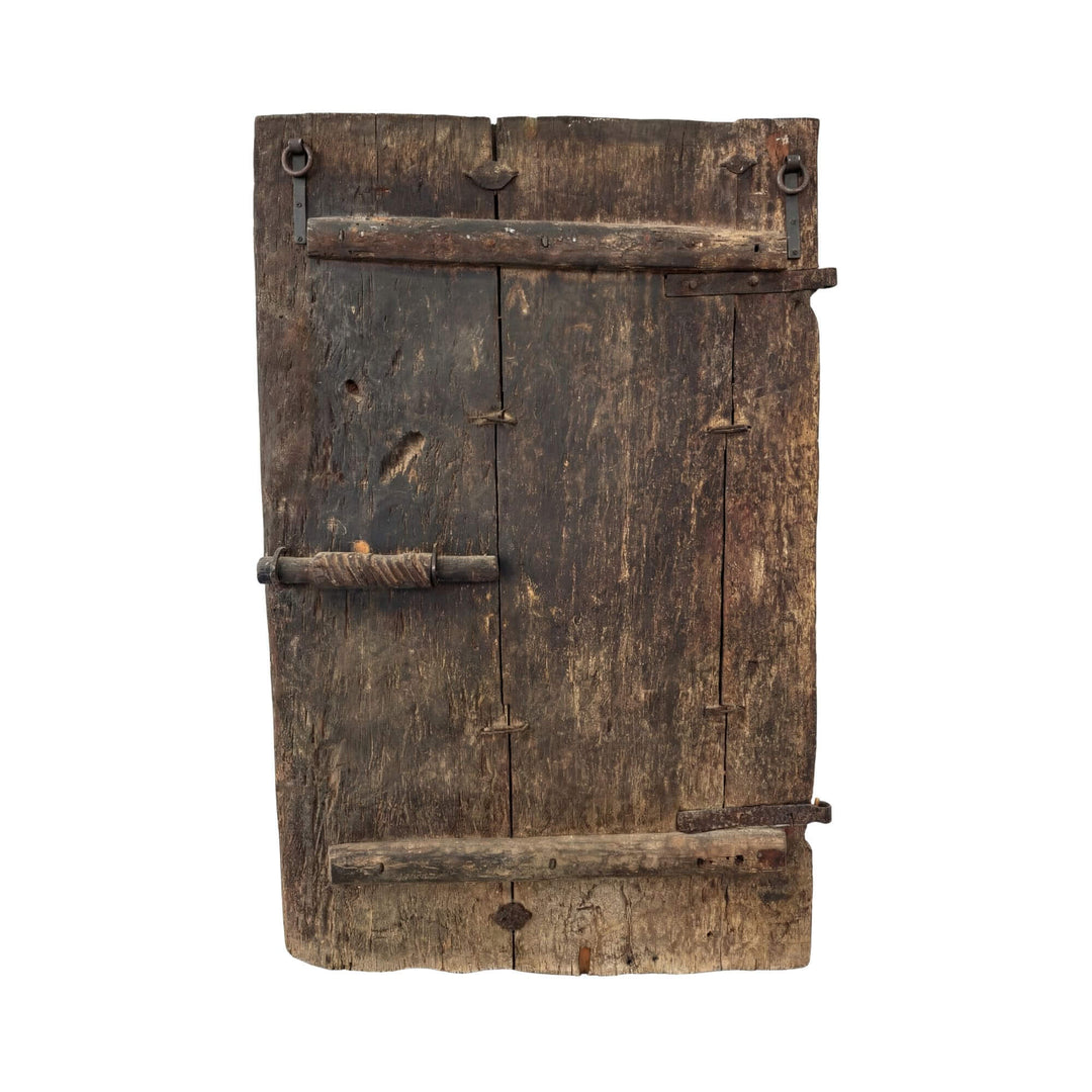 Back view of the antique door showing original structure and construction.