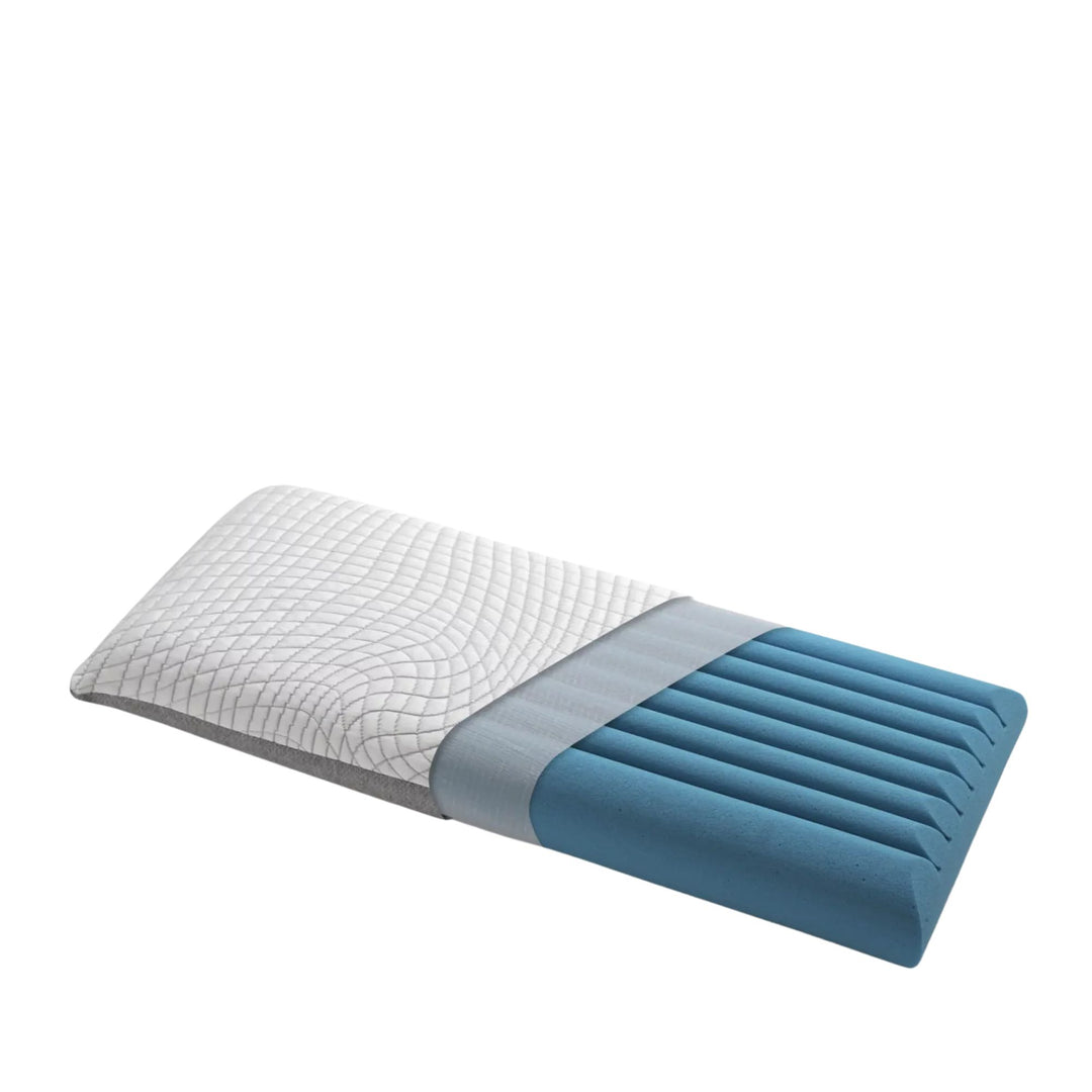 Studio view of the Experience Pillow displaying its quilted surface and ergonomic memory foam core.