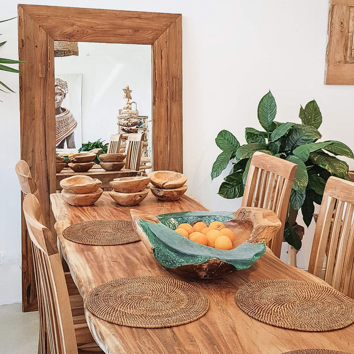 Erised Teak Full-length reclaimed teak mirror in a living room setting.