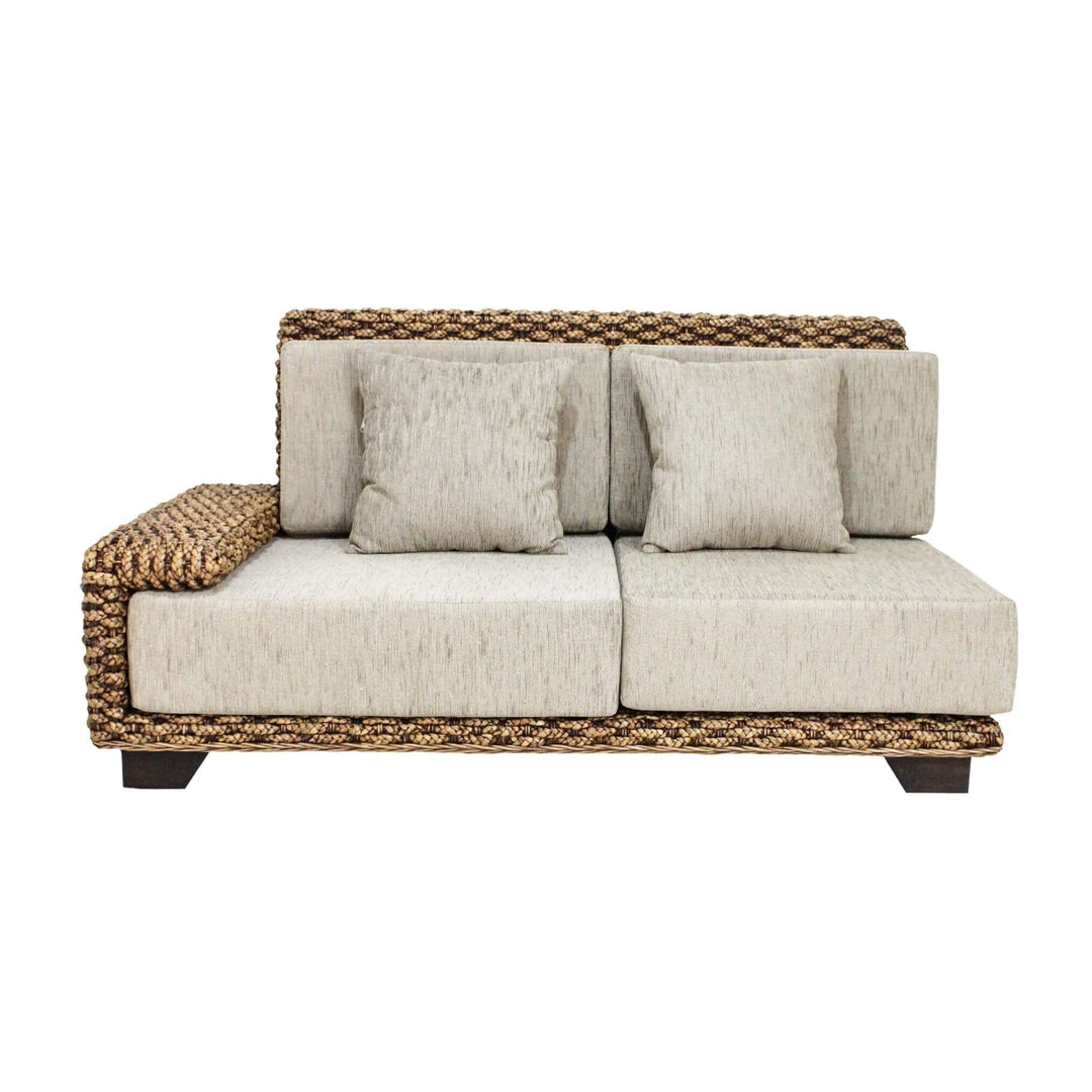 Left sofa modules in water hyacinth with neutral cushions