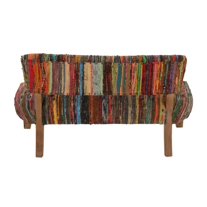 Back view of the Farsha Chindi Sofa highlighting the wooden frame.