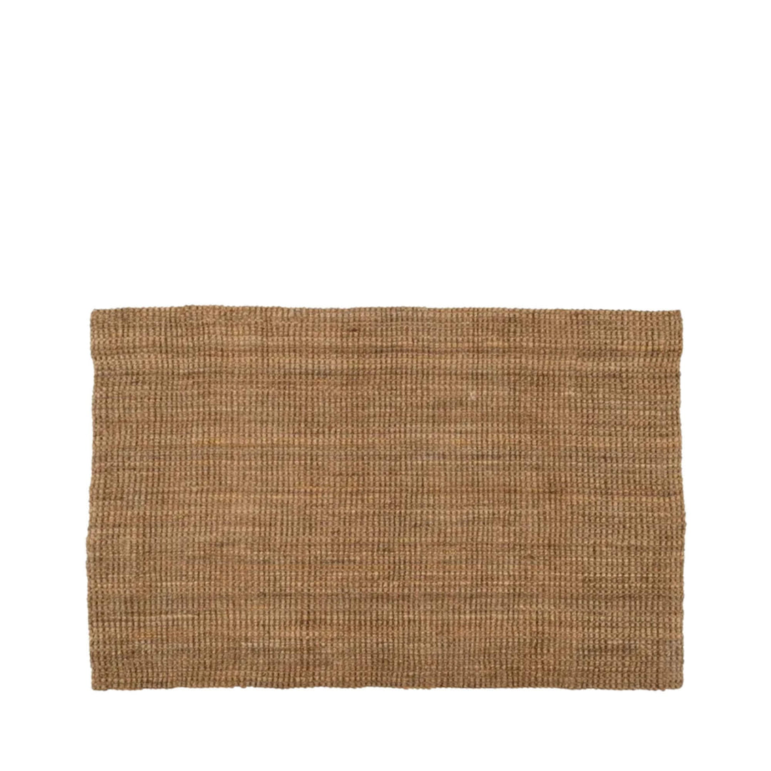Full top view of the Fati rectangular jute rug on a white background