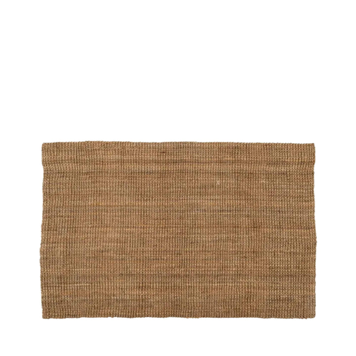 Full top view of the Fati rectangular jute rug on a white background