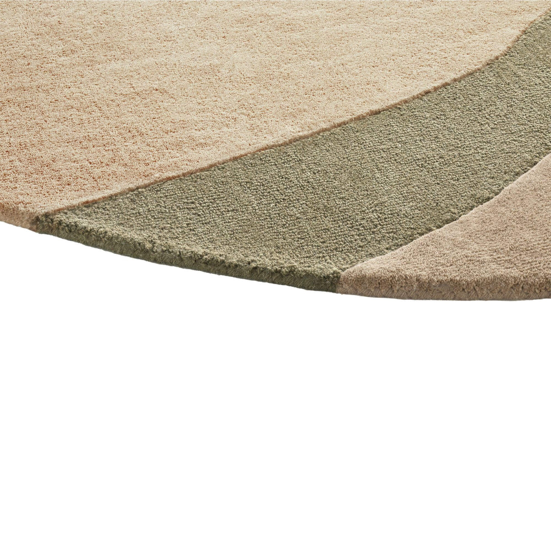 Close-up of the rug texture of Khaki Figari Rug showing the soft wool surface.