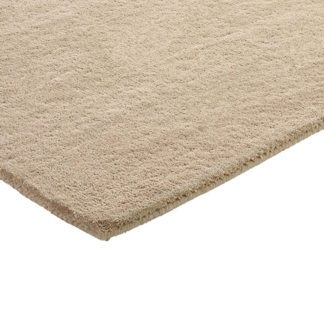 Close-up of the rug texture of Linen Figari Rug showing the soft wool surface.