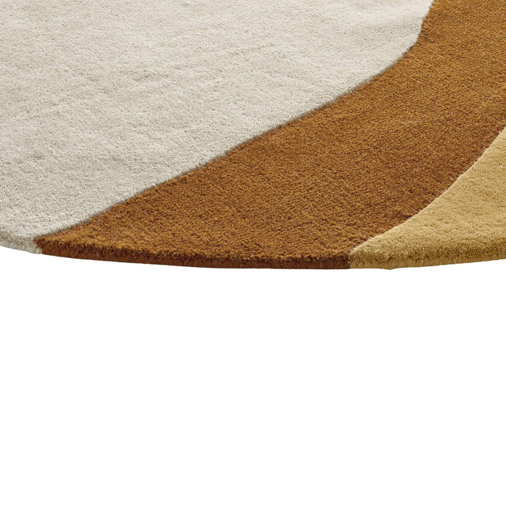 Close-up of the rug texture of Gold Figari Rug showing the soft wool surface.