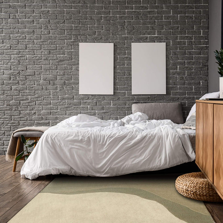 Figari rug displayed in a neutral color palette with organic abstract line.