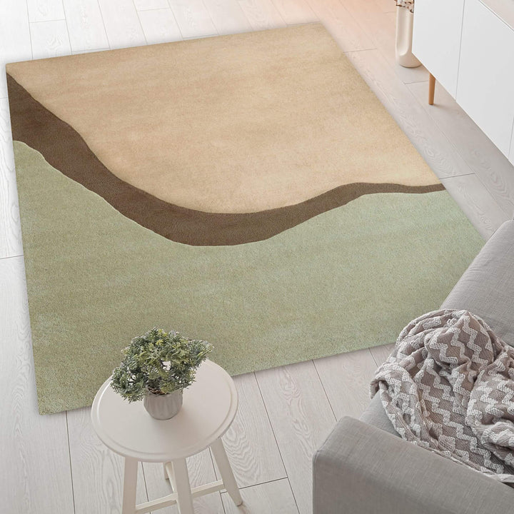 Figari rug displayed in a neutral color palette with organic abstract line.
