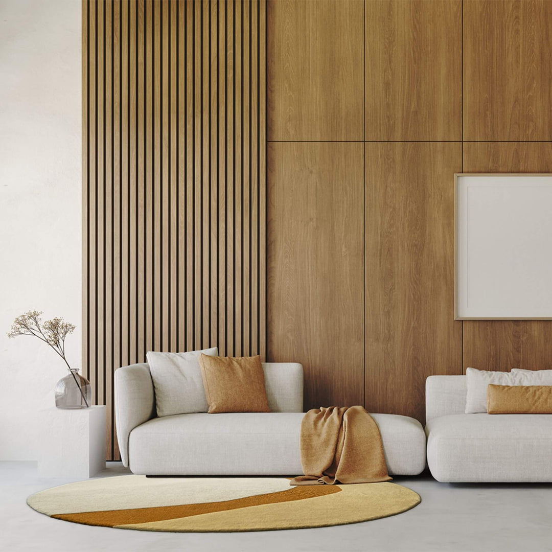 Figari rug displayed in a neutral color palette with organic abstract line.