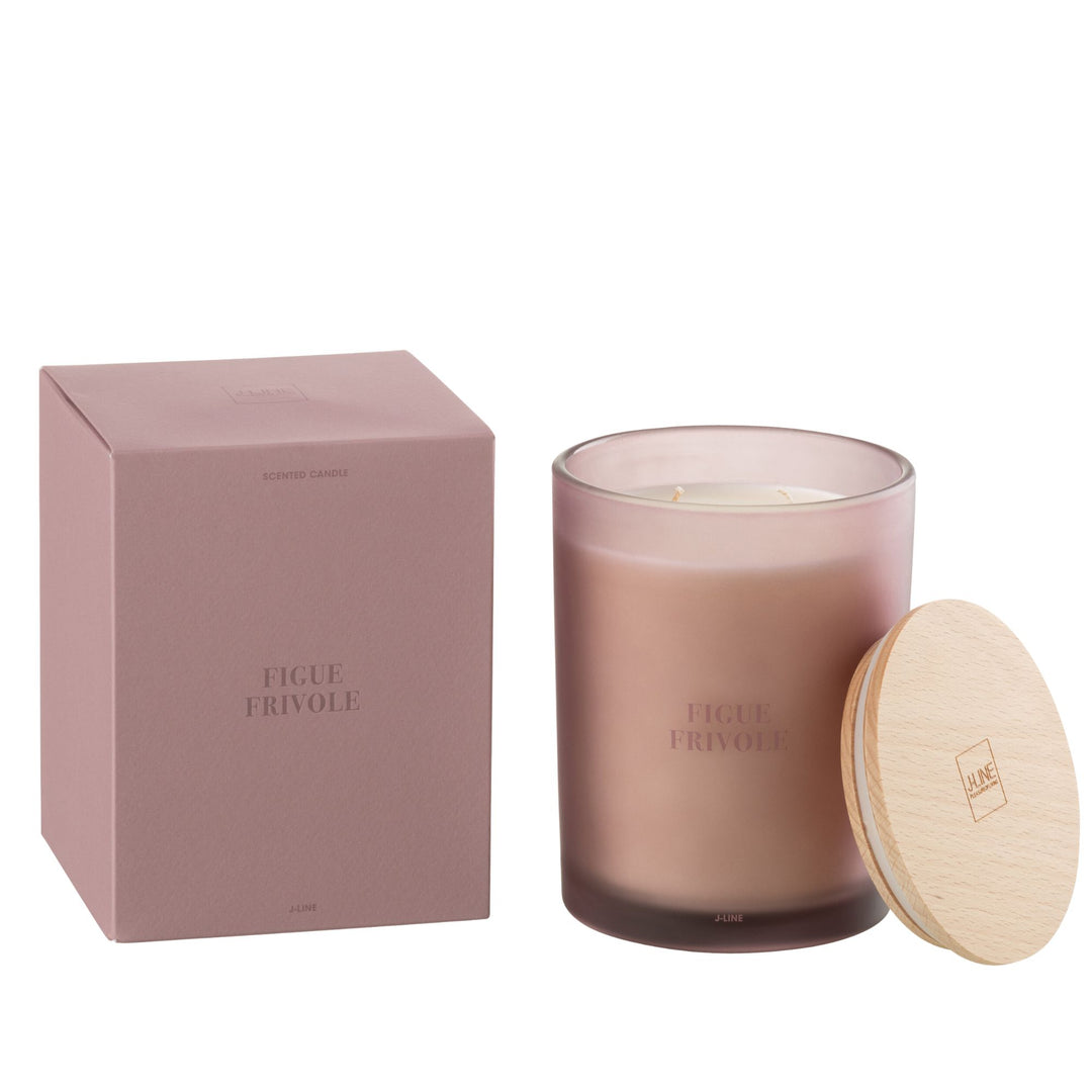 Large size Figue Frivole candle with wooden lid and box.