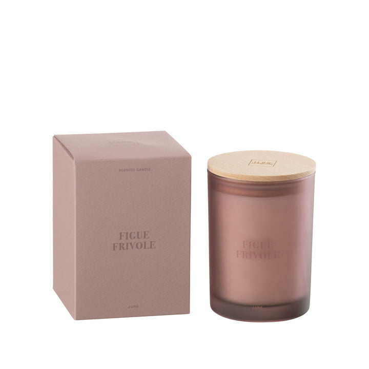 Medium size Figue Frivole candle with wooden lid and box.