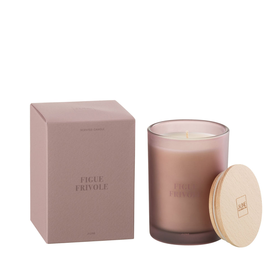 Medium size Figue Frivole candle with wooden lid and box.
