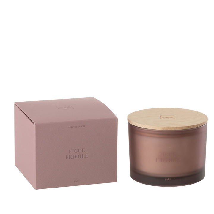 Small size Figue Frivole candle with wooden lid and box.